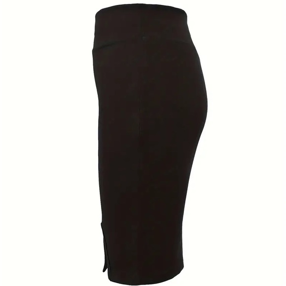 Express High Waisted Luxe Lounge Side Slit Midi Pencil Skirt in Black, X-Small - Picture 10 of 12
